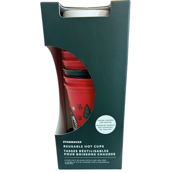 New Starbucks Coffee Christmas Holiday 2022 6 Pack Color Changing Hot Cold Cups - Picture 1 of 11